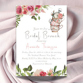 Invitación Elegante Rubor Tea Brunch Floral Bridal Ducha