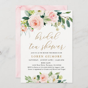 Invitación Elegante Rubor Watercolor Bridal Tea Shower