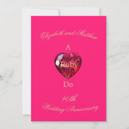 Invitación Elegante Ruby Do 40º Aniversario de Boda