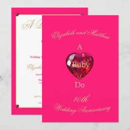 Invitación Elegante Ruby Do 40º Aniversario de Boda