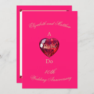 Invitación Elegante Ruby Do 40° Aniversario Boda