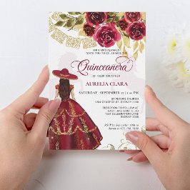 Invitación Elegante Ruby Rojo Caballo Quinceañera