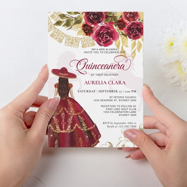 Invitación Elegante Ruby Rojo Caballo Quinceañera (Subido por el creador)