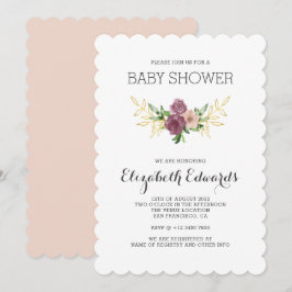 Invitación Elegante Rustic Wildflowers Watercolor Baby Shower
