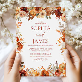 Invitación Elegante Rústica Boda Floral Otoño