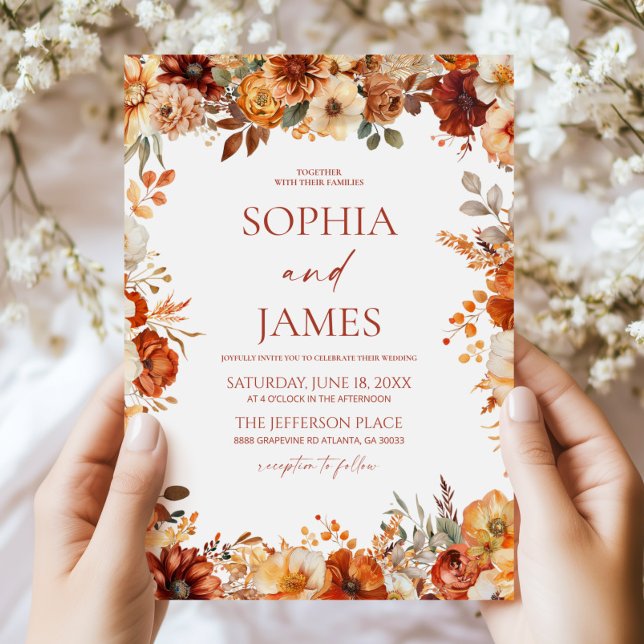 Invitación Elegante Rústica Boda Floral Otoño (Subido por el creador)