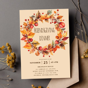 Invitación Elegante Rústica Caída Día de Acción de Gracias