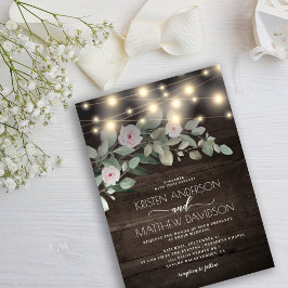 Invitación Elegante Rústica Madera Ilumina Boho Greenery Boda