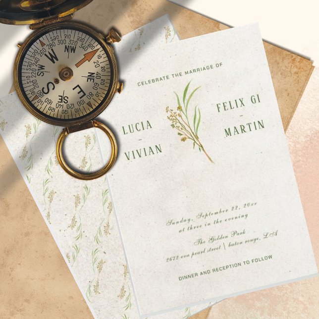 Invitación Elegante Rústica Verde Círculo Neutral (Subido por el creador)