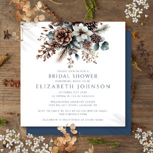 Invitación Elegante Rústico Boho Floral Piña Ducha Nupcial