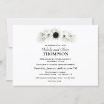 Elegante Rústico Floral Negro y Blanco Post Boda