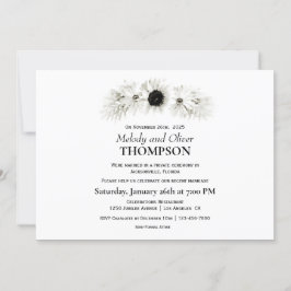 Invitación Elegante Rústico Floral Negro y Blanco Post Boda