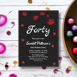 Invitación Elegante Rústico Negro Y Blanco Caída 40 Cumpleaño