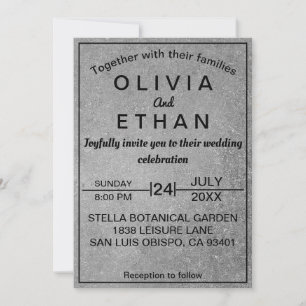 Invitación Elegante Rústico Negro Y Gris Boda De Hormigón