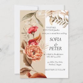 Invitación Elegante Rústico Neutral Boho Floral