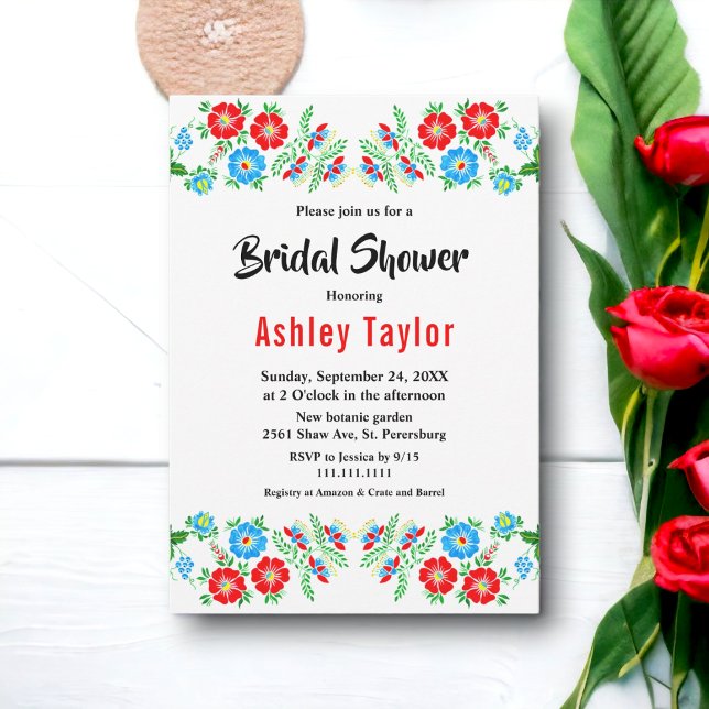 Invitación Elegante Rústico Rojo Roses Roses Floral Bridal Sh (Subido por el creador)