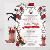Elegante Rústico Rosa Rojo Mariachi Charra Quincea