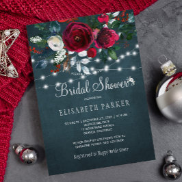 Invitación Elegante rústico rosas de peones de invierno ducha