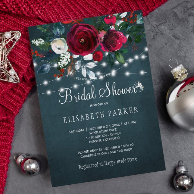 Invitación Elegante rústico rosas de peones de invierno ducha (Subido por el creador)