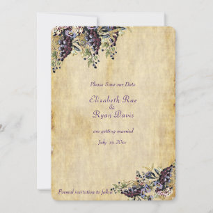 Invitación Elegante, rústico rural, Boda de viñedos