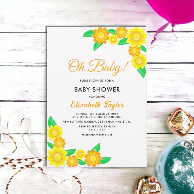 Invitación Elegante Rústico Sunflower Boho Floral Baby Shower (Subido por el creador)