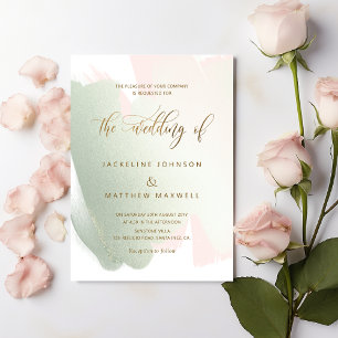 Invitación Elegante sabio y Boda de pincel de Rubor