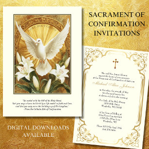 Invitación Elegante Sacramento de Confirmación Dove Lilies