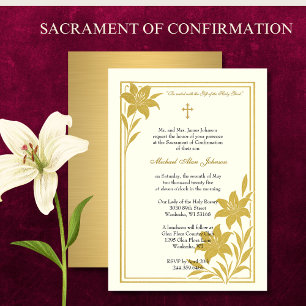 Invitación Elegante Sacramento de la Confirmación Lilies de O