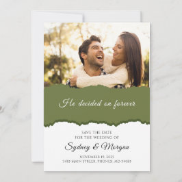 Invitación Elegante Sage Floral Green Con Foto Guardar La Fec