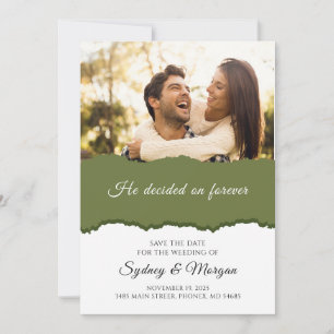 Invitación Elegante Sage Floral Green Con Foto Guardar La Fec