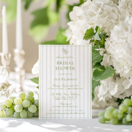 Invitación Elegante Sage Green & Blue Bridal Shower