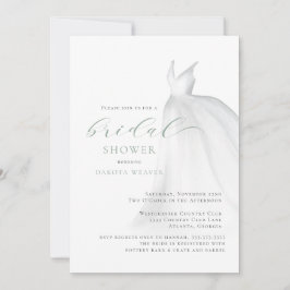 Invitación Elegante Sage Green Boda Vestido Bridal Shower