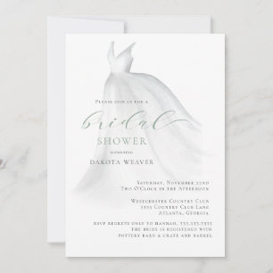 Invitación Elegante Sage Green Boda Vestido Bridal Shower