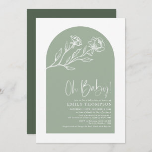 Invitación Elegante Sage Green Boho Baby Shower
