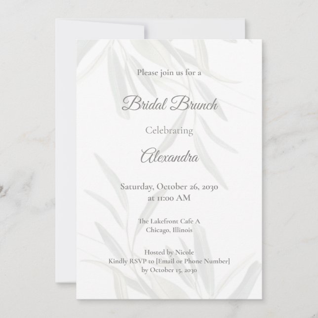 Invitación Elegante Sage Green Botanical Bridal Shower (Anverso)