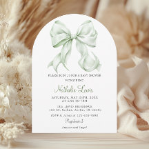 Elegante Sage Green Bow Baby Shower Género neutral