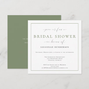 Invitación Elegante Sage Green Bridal Shower Classic