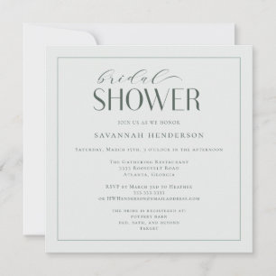Invitación Elegante Sage Green Bridal Shower Classic