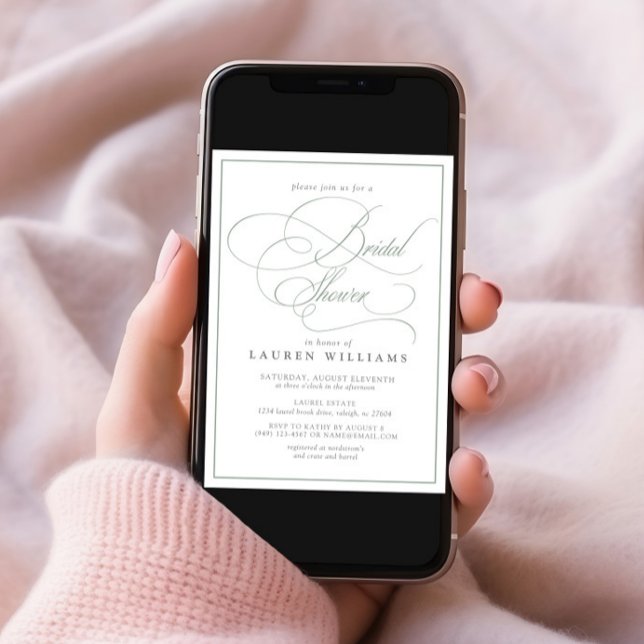 Invitación Elegante Sage Green Calligraphy Bridal Shower (Subido por el creador)