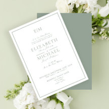 Elegante Sage Green Classic Script Monograma Boda