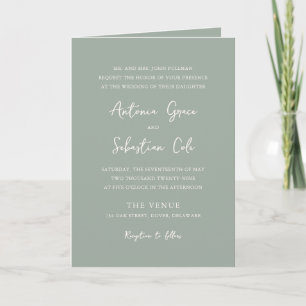Invitación Elegante Sage Green Código QR Boda moderno