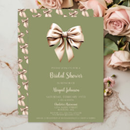 Invitación Elegante Sage Green Coquette Bow Bridal Shower