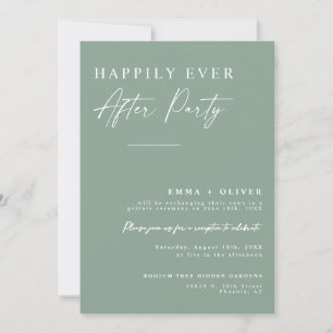 Invitación Elegante Sage Green Feliz Nunca Después Del Código