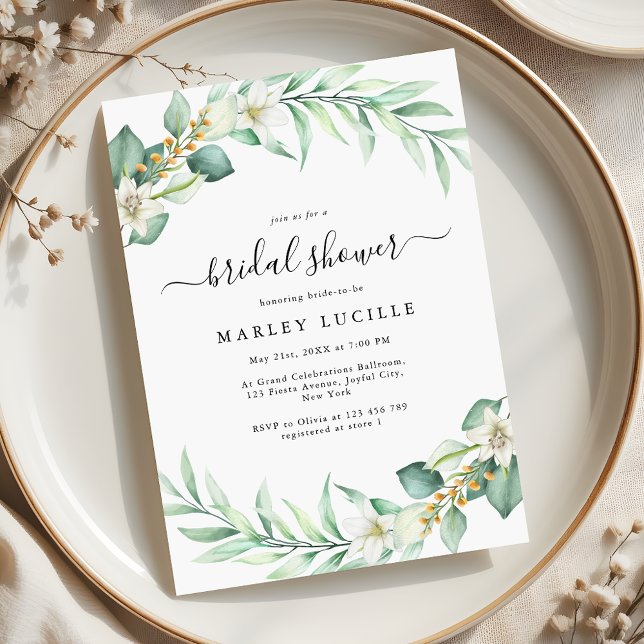 Invitación Elegante Sage Green Foliage Bridal Shower (Subido por el creador)