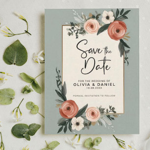Invitación Elegante Sage Green Foliage Wedding Salva La Fecha