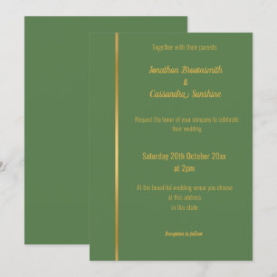 INVITACIÓN ELEGANTE SAGE GREEN GOLD CLASSIC BODA INVITATIO