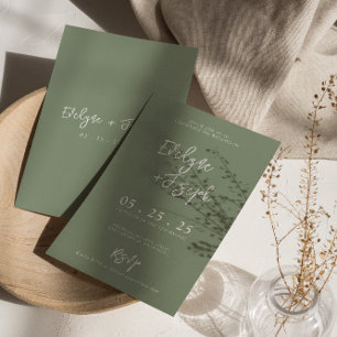 Invitación Elegante Sage Green Minimal Boho Rsvp Boda