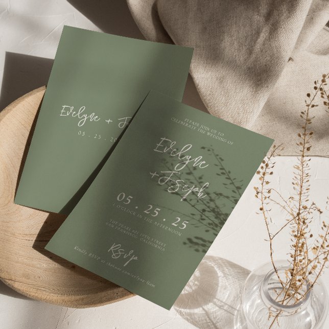Invitación Elegante Sage Green Minimal Boho Rsvp Boda (Subido por el creador)