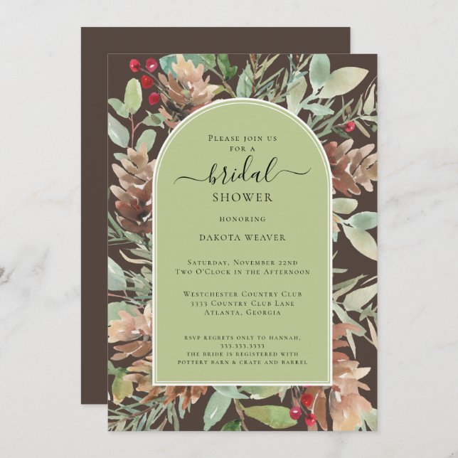 Invitación Elegante Sage Green Nature Inspirada En La Ducha B (Anverso / Reverso)
