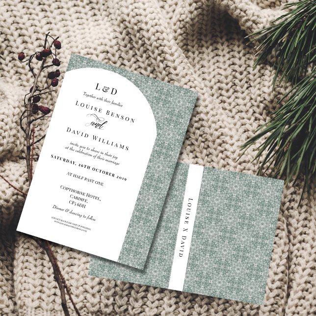 Invitación Elegante Sage Green Pattern Invitation (Subido por el creador)